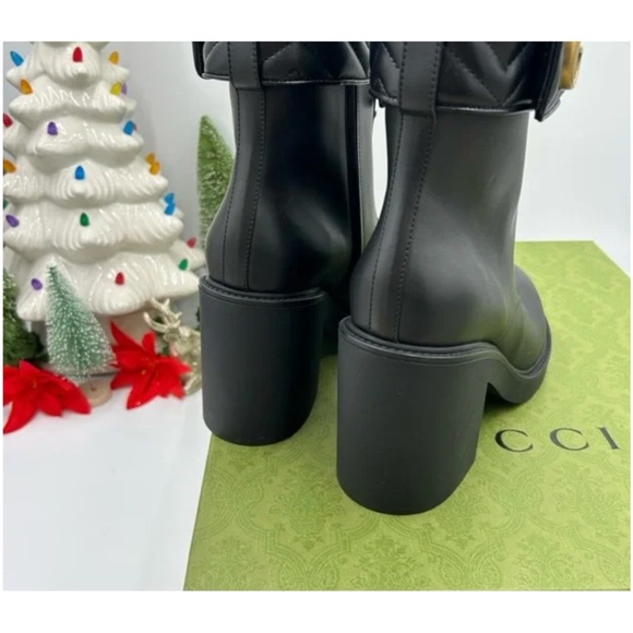 Gucci women's GG Marmont, matelasse Leather block heel boots size 41 fits 10 US - Picture 5 of 8